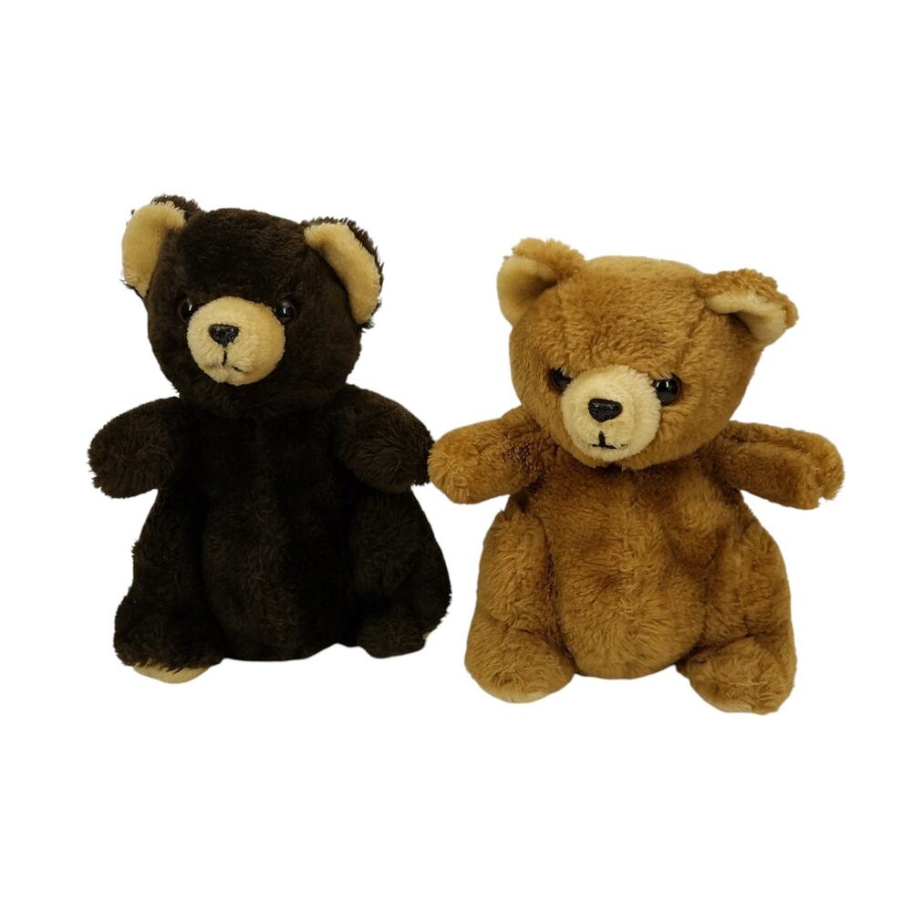 Prestige Toy Brown Tan Bear Plush Stuffed Animal 8.5" Vintage 1980s Lot 2